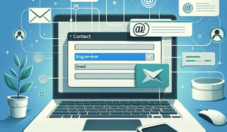 No-code contact form setup showing email integration and drag-and-drop interface