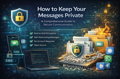 Illustration sicherer Nachrichtenpraktiken mit Ende-zu-Ende-Verschlüsselung und privaten Kommunikationstools