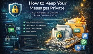Illustration showing secure messaging practices, including end-to-end encryption and private communication tools