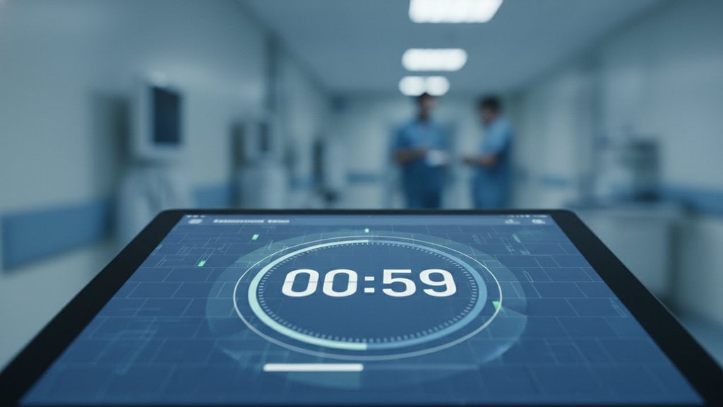 Sichere klinische Messaging-Oberfläche auf Smartphone mit selbstzerstörender verschlüsselter Nachricht und Countdown-Timer