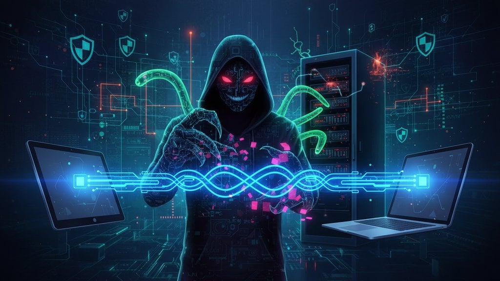 Man-in-the-middle attacker silently intercepting messages between two parties on a network