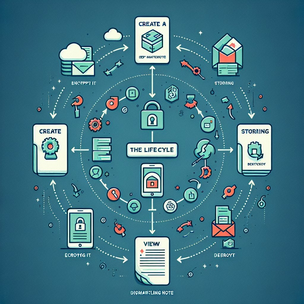 Flowchart showing the complete lifecycle of how self-destructing notes work