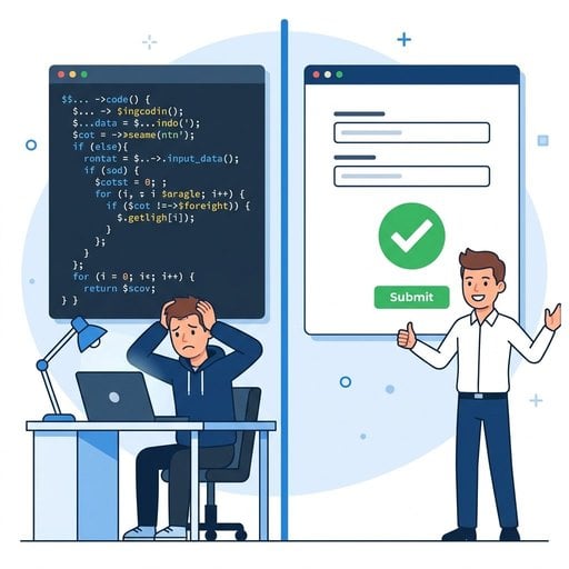 Developer comparing PHP mail form setup with a serverless form-to-email service integration