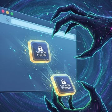 Illustration of a digital lock being breached by a shadowy figure, representing session hijacking threats to online security.